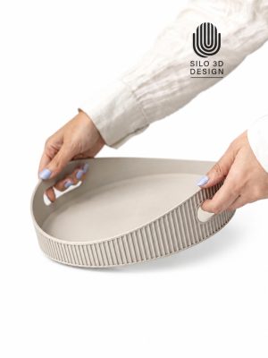 سینی دسته‌دار گرد شیاردار